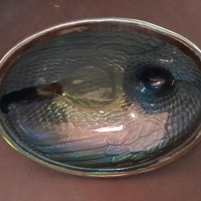 Indiana Glass Co. Blue Carnival Glass Hen on Nest