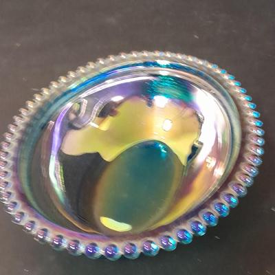 Indiana Glass Co. Blue Carnival Glass Hen on Nest