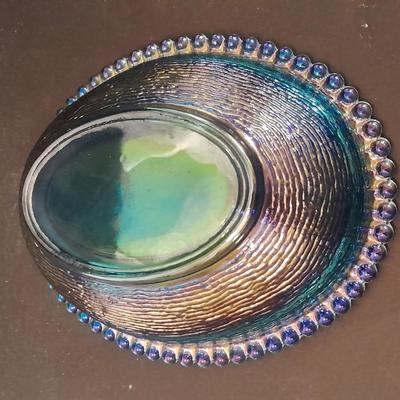 Indiana Glass Co. Blue Carnival Glass Hen on Nest