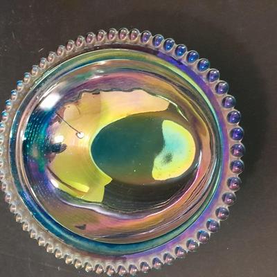 Indiana Glass Co. Blue Carnival Glass Hen on Nest