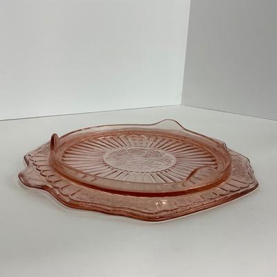 -244- GLASSWARE | Pink Mayfair Open Rose Hocking Glass Co. | Cake Stand