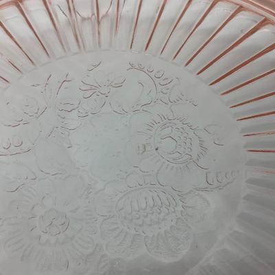 -244- GLASSWARE | Pink Mayfair Open Rose Hocking Glass Co. | Cake Stand