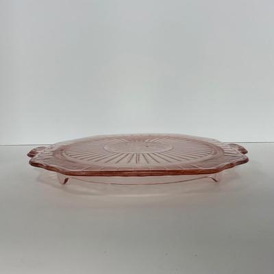 -244- GLASSWARE | Pink Mayfair Open Rose Hocking Glass Co. | Cake Stand