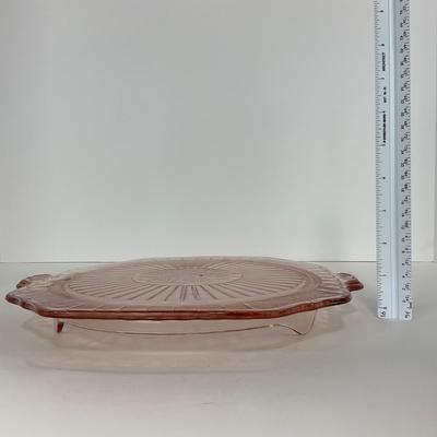 -244- GLASSWARE | Pink Mayfair Open Rose Hocking Glass Co. | Cake Stand