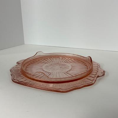 -244- GLASSWARE | Pink Mayfair Open Rose Hocking Glass Co. | Cake Stand