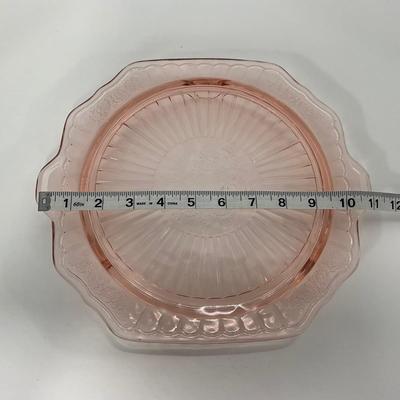 -244- GLASSWARE | Pink Mayfair Open Rose Hocking Glass Co. | Cake Stand