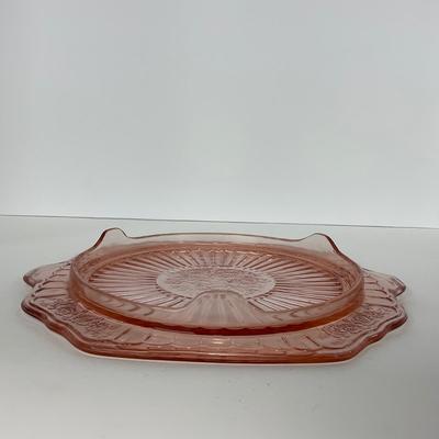 -244- GLASSWARE | Pink Mayfair Open Rose Hocking Glass Co. | Cake Stand