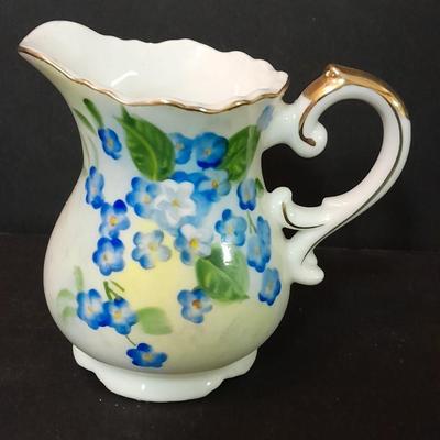 Vintage Lefton China cream pitcher, Sugar container, metal butter dish, vintage salt & pepper shakers and more