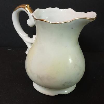 Vintage Lefton China cream pitcher, Sugar container, metal butter dish, vintage salt & pepper shakers and more