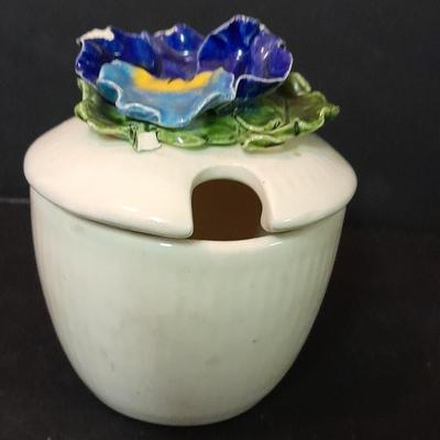 Vintage Lefton China cream pitcher, Sugar container, metal butter dish, vintage salt & pepper shakers and more