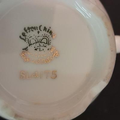 Vintage Lefton China cream pitcher, Sugar container, metal butter dish, vintage salt & pepper shakers and more