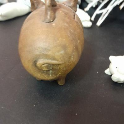 Collection of pigs! Tile Pig trivets, Clay pig bank, ceramic pig and more