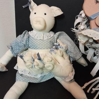 Collection of pigs! Tile Pig trivets, Clay pig bank, ceramic pig and more