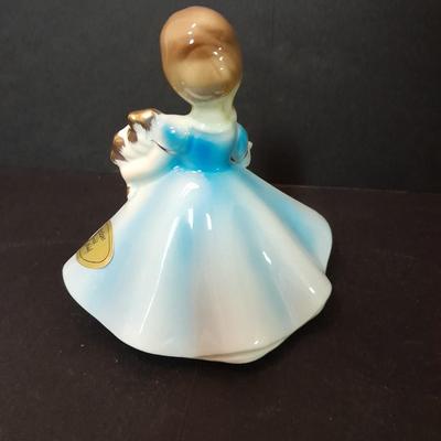 Chalkware praying hands, and Josef Original OPAL October girl figure