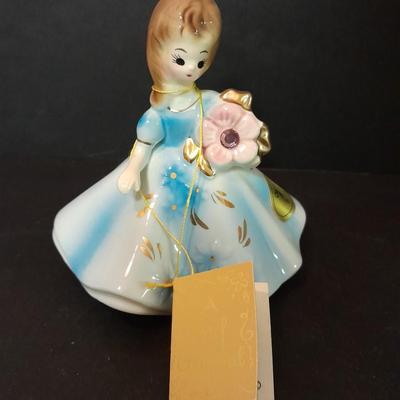 Chalkware praying hands, and Josef Original OPAL October girl figure