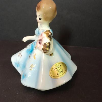 Chalkware praying hands, and Josef Original OPAL October girl figure
