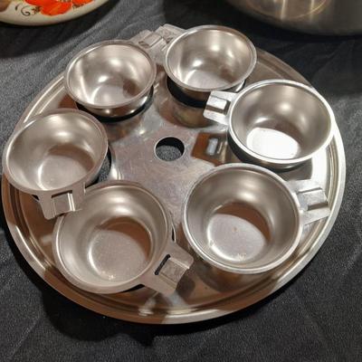 Sanko Eare Japan Show pans enamel tea pot, with stainless steel pan with egg poacher