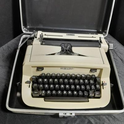 Rugged Royal All metal structural design 890 typewriter with hard sided case
