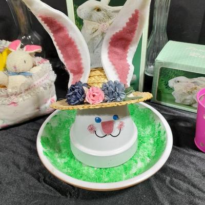 Easter Decorations, porcelain bunnies, and more