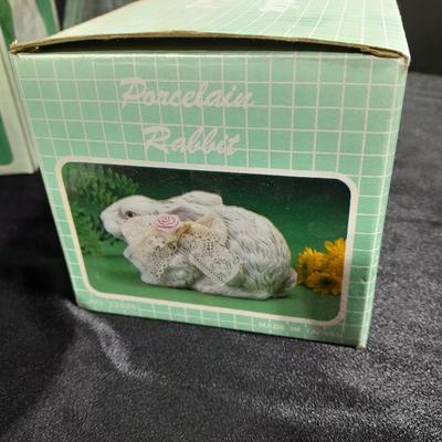 Easter Decorations, porcelain bunnies, and more