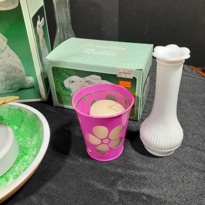 Easter Decorations, porcelain bunnies, and more