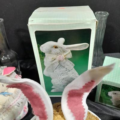 Easter Decorations, porcelain bunnies, and more