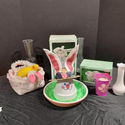 Easter Decorations, porcelain bunnies, and more