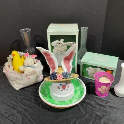 Easter Decorations, porcelain bunnies, and more