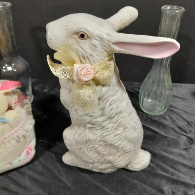 Easter Decorations, porcelain bunnies, and more