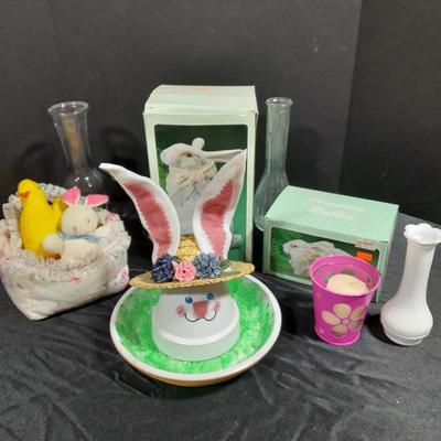 Easter Decorations, porcelain bunnies, and more