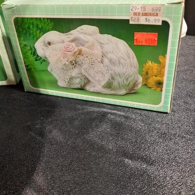 Easter Decorations, porcelain bunnies, and more