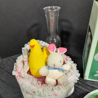 Easter Decorations, porcelain bunnies, and more