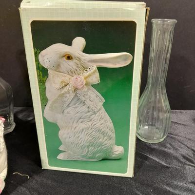 Easter Decorations, porcelain bunnies, and more