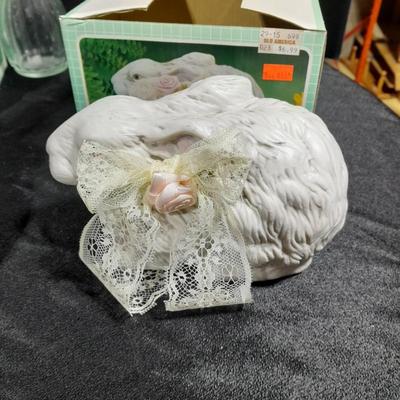 Easter Decorations, porcelain bunnies, and more