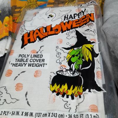 Halloween Decorations, vintage Fall placemats, glass pumpkin, sweatshirt and more