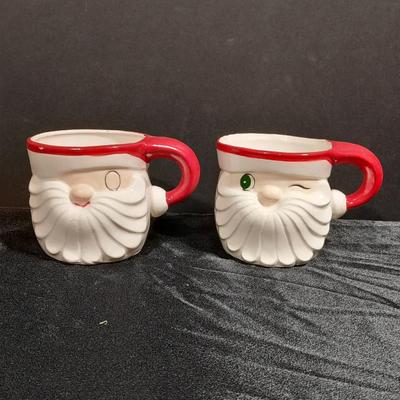 Vintage Christmas Items, Sleigh with Santa and the Mrs., stockings, 1959 Holt Howard wink mugs