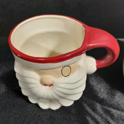 Vintage Christmas Items, Sleigh with Santa and the Mrs., stockings, 1959 Holt Howard wink mugs