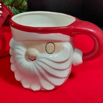 Vintage Christmas Items, Sleigh with Santa and the Mrs., stockings, 1959 Holt Howard wink mugs