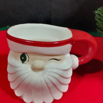 Vintage Christmas Items, Sleigh with Santa and the Mrs., stockings, 1959 Holt Howard wink mugs