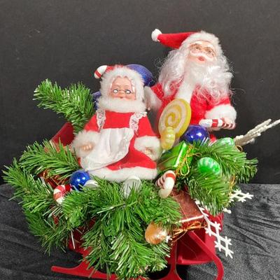 Vintage Christmas Items, Sleigh with Santa and the Mrs., stockings, 1959 Holt Howard wink mugs