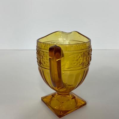 -253- GLASSWARE | Amber Daisy Indiana Glass Co. | Creamer, Sugar, & Soup Bowl
