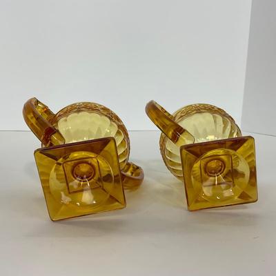 -253- GLASSWARE | Amber Daisy Indiana Glass Co. | Creamer, Sugar, & Soup Bowl