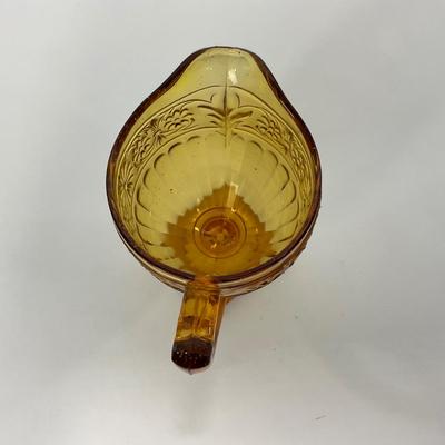 -253- GLASSWARE | Amber Daisy Indiana Glass Co. | Creamer, Sugar, & Soup Bowl