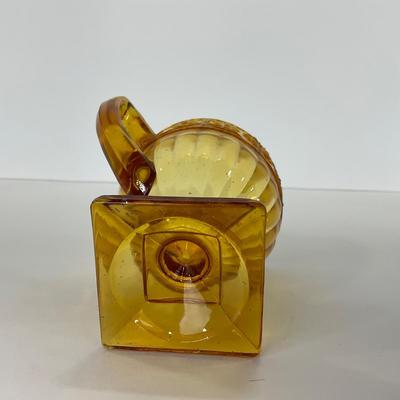 -253- GLASSWARE | Amber Daisy Indiana Glass Co. | Creamer, Sugar, & Soup Bowl