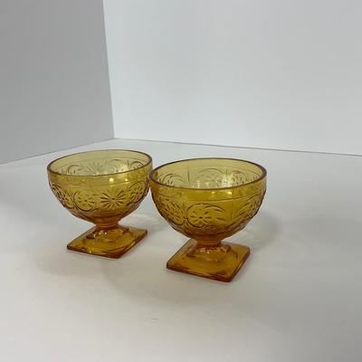-254- GLASSWARE | Amber Daisy Indiana Glass Co. | Sherbets