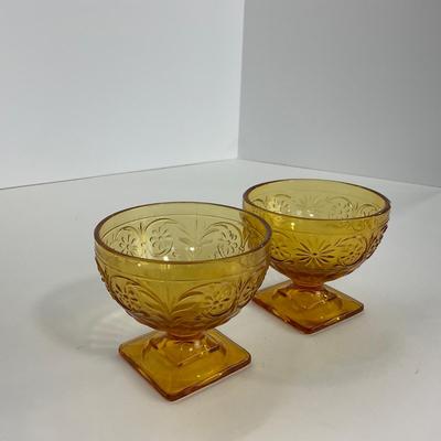 -254- GLASSWARE | Amber Daisy Indiana Glass Co. | Sherbets