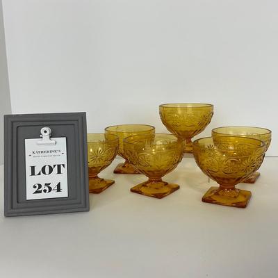 -254- GLASSWARE | Amber Daisy Indiana Glass Co. | Sherbets
