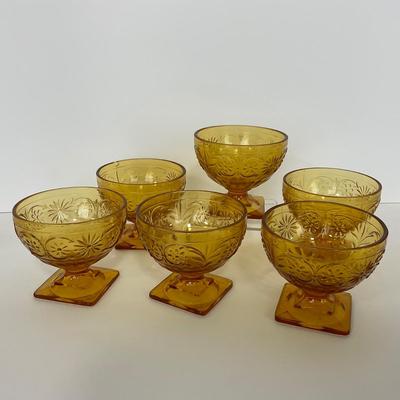 -254- GLASSWARE | Amber Daisy Indiana Glass Co. | Sherbets