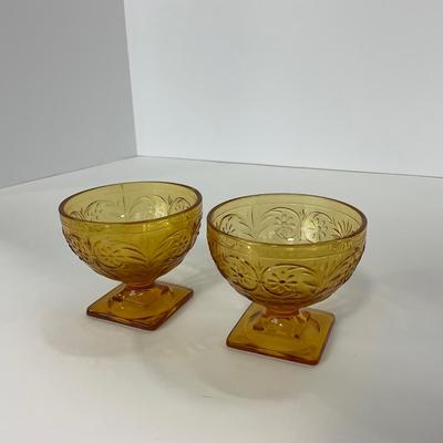 -254- GLASSWARE | Amber Daisy Indiana Glass Co. | Sherbets