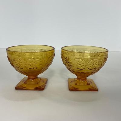 -254- GLASSWARE | Amber Daisy Indiana Glass Co. | Sherbets